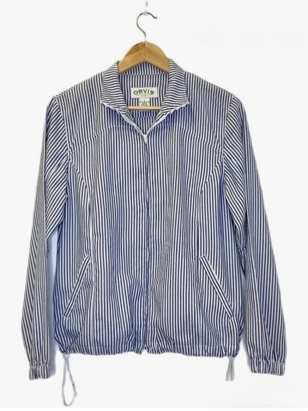 Orvis Blue & White Seersucker Lightweight Jacket – Women XL – $15